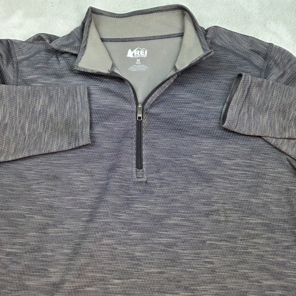 REI Co-op Pullover Mens M Quarter Zip Space Dye Performance Fleece Charcoal Grey